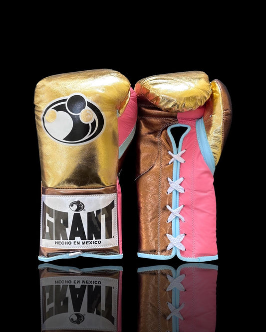 Customizable boxing glove , Fiest Gloves online , High Quality COPIES of Branded Gloves Gold/Pinl