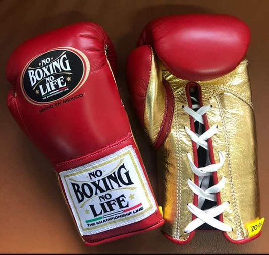 No Boxing No Life Glove - online, NBNL Boxing Gloves, Leather Gloves Red/Gold