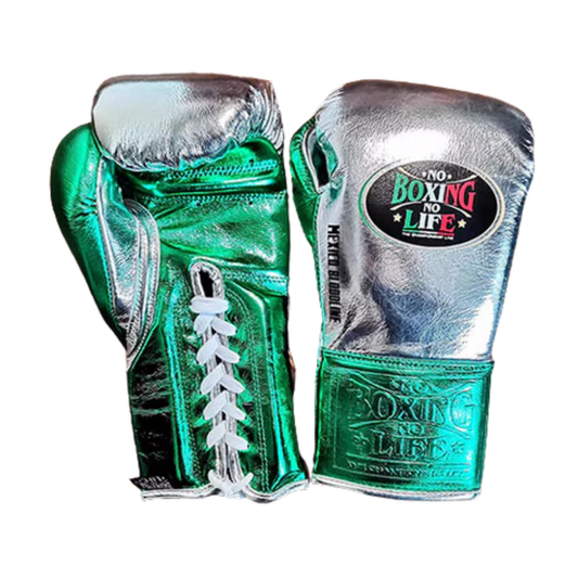 No Boxing No Life Glove - online, NBNL Boxing Gloves, Leather Gloves Green/Silver