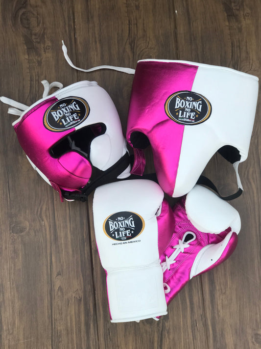 No Boxing No Life set, NBNL White/Pink Boxing set, No Boxing No Life Head Guard