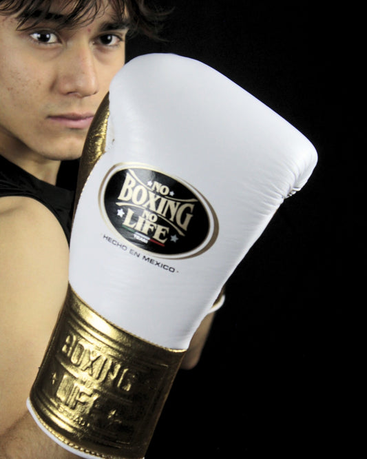 No Boxing No Life Glove - online, NBNL Boxing Gloves, Leather Gloves Limited Edition Gold/white