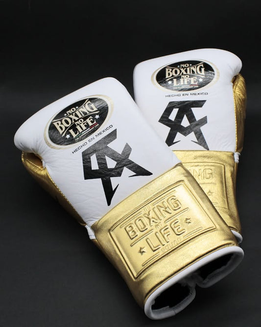 No Boxing No Life Glove - online, NBNL Boxing Gloves, Leather Gloves Limited Edition Gold/white