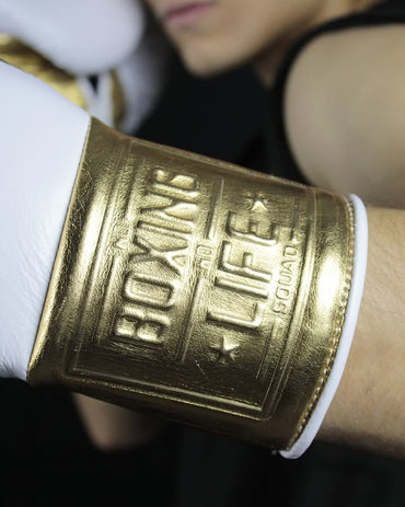 No Boxing No Life Glove - online, NBNL Boxing Gloves, Leather Gloves Limited Edition Gold/white