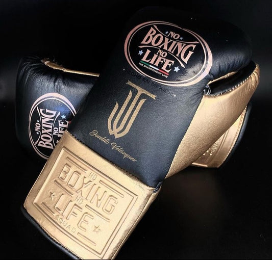No Boxing No Life Glove - online, NBNL Boxing Gloves, Leather Gloves Black/Gold