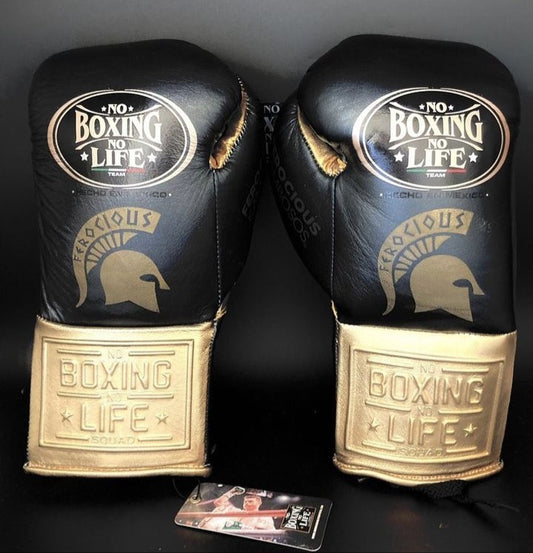 No Boxing No Life Glove - online, NBNL Boxing Gloves, Leather Gloves Black/Gold