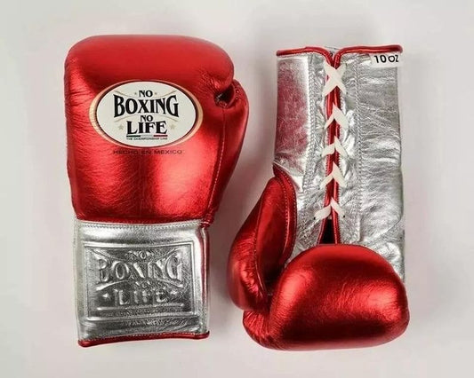 No Boxing No Life Glove - online, NBNL Boxing Gloves, Leather Gloves Red/silver