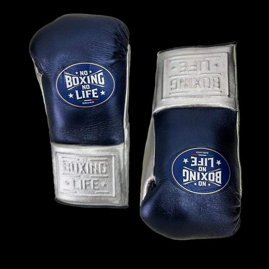 No Boxing No Life Glove - online, NBNL Boxing Gloves, Leather Gloves Blue/Silver
