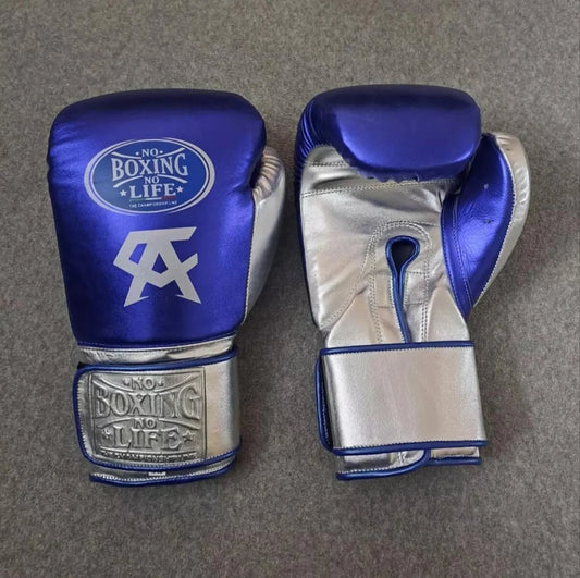 No Boxing No Life Glove - online, NBNL Boxing Gloves, Leather Gloves Blue/Silver